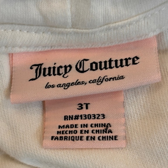 Juicy Couture Girls One-Piece Size 3T White Hooded Zip-Up Romper Shorts MSRP $70 - Picture 7 of 7